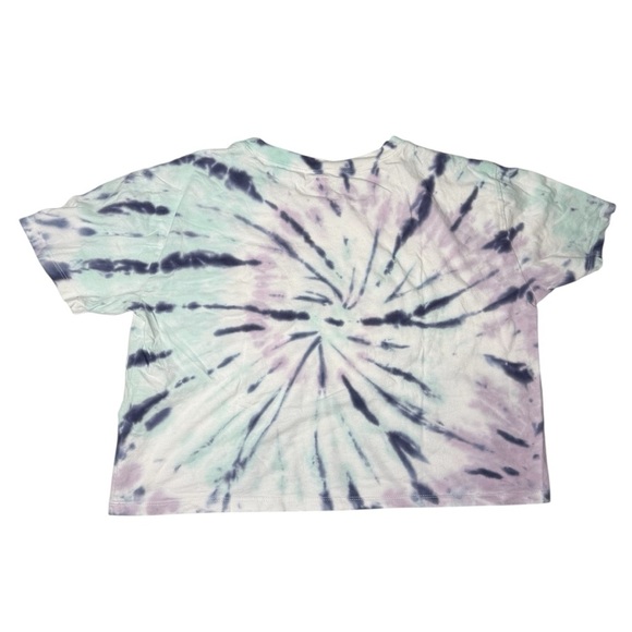 Hollister LOS ANGELES Tie Dye Wide Cropped T-Shirt Short Sleeve Size XS Spellout - Picture 2 of 5